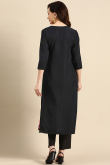 Black Straight Cut Casual Wear Kurti in Poly Crepe