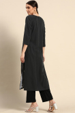 Party Wear Printed Kurti in Poly Crepe Black