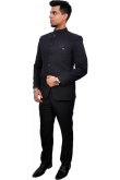 Black Polyester Plain Jodhpuri Style Men's Coat Pant