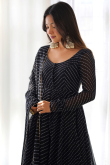 Black Printed Georgette Ready Made Anarkali Style Suit for Wedding & Party