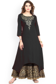 Resham Work Black Kurti in Rayon for Party 