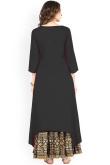 Resham Work Black Kurti in Rayon for Party 