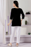 Black Rayon Embroidered Short Kurti 