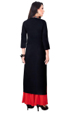 Black Rayon Kurti with Resham Work & Chinese Collar