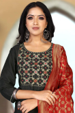 Gota Patti Work Party Wear Trouser Suit For Raya in Black Rayon