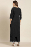 Kurti in Black Rayon for Party Wear with Gota Patti embroidery