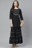 Rayon Black Gota Patti Embroidered Party Wear Kurti