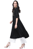 Black Rayon Kurti with White Palazzo & Net Dupatta