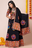 Black Rayon Patch Embroidered A-Line Style Lehenga