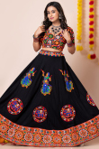 Black Rayon Patch Embroidered A-Line Style Lehenga
