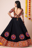 Black Rayon Patch Embroidered A-Line Style Lehenga