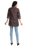Black Rayon Printed Short Kurti 
