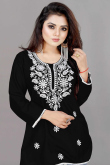 Black Rayon Resham Embroidered Kurti For Festival 