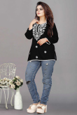 Black Rayon Resham Embroidered Kurti For Festival 