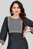 Rayon Black Resham Embroidered Party Wear Kurti