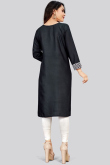 Rayon Black Resham Embroidered Party Wear Kurti