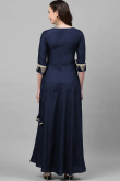 Casual Wear Zari Embroidered Kurti in Rayon Navy Blue