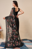 Black Resham Embroidered Net Saree For Sangeet 