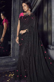 Black Silk Saree With Satin Blouse