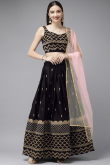 Black Satin A Line Lehenga