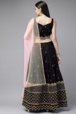Black Satin A Line Lehenga