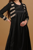 Black Satin Lace Embroidered Frock Style Trouser Suit