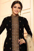 Black Satin Silk Churidar Suit With Resham Work
