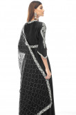 Black Satin Silk Embroidered Anarkali Suit