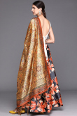 Black Satin Silk Printed A-Line Style Lehenga 