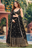 Black Sequins Embroidered Georgette Flared Style Lehenga