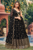 Black Sequins Embroidered Georgette Flared Style Lehenga