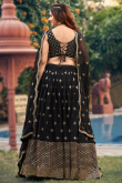 Black Sequins Embroidered Georgette Flared Style Lehenga