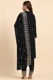Black Sequins Embroidered Georgette Trouser Suit for Wedding & Party
