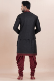 Black Silk Blend Embroidered Men's Kurta With Dhoti Pant