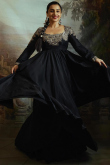 Black Silk Dabka Embroidered Anarkali Suit 