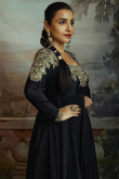 Black Silk Dabka Embroidered Anarkali Suit 