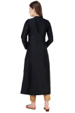 Black Silk Embroidered A Line Kurti
