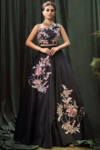 Black Silk Embroidered A Line Lehenga 