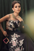Black Silk Embroidered A Line Lehenga 