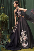 Black Silk Embroidered A Line Lehenga 