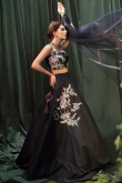 Black Silk Embroidered A Line Lehenga 