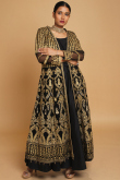 Black Silk Embroidered Jacket Style Anarkali Suit