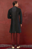 Black Silk Embroidered Men's Churidar Kurta 