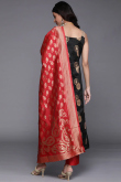 Black Silk Foil Print Trouser Suit