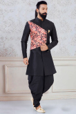 Black Silk Indo-Western Men Sherwani