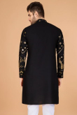 Black Silk Kurta with Zari Work for Diwali Festive Wear