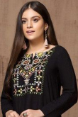 Black Silk Palazzo Pant Suit With Resham Work