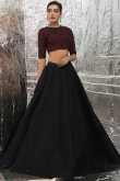 Black Silk Flared Style Lehenga With Embroidered Blouse
