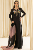 Black Silk Sequins Embroidered Straight Cut Trouser Suit