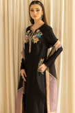 Black Silk Sequins Embroidered Straight Cut Trouser Suit